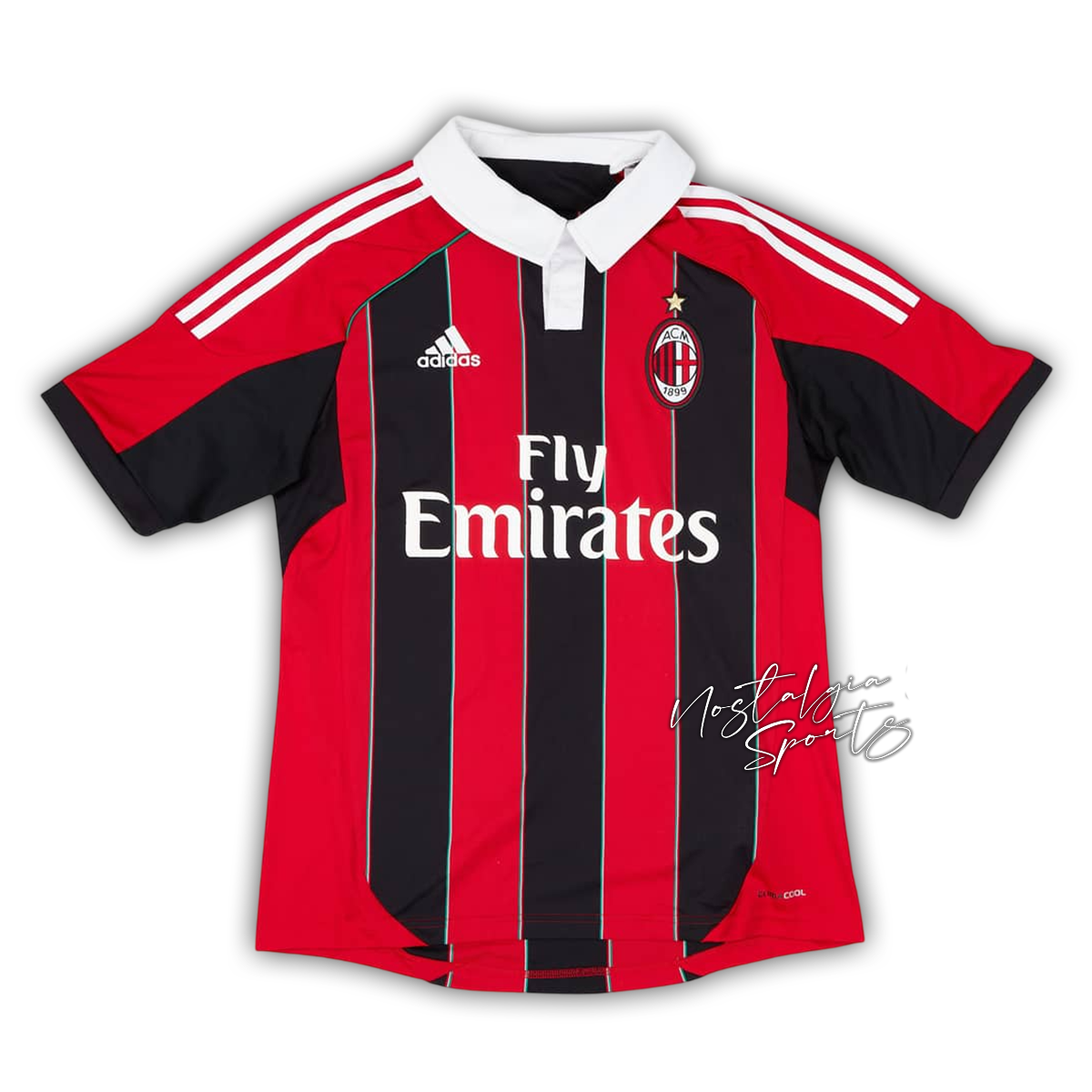 Camisa AC Milan Home 2012/13 - Retrô Adidas Masculino - Vermelho e Preto