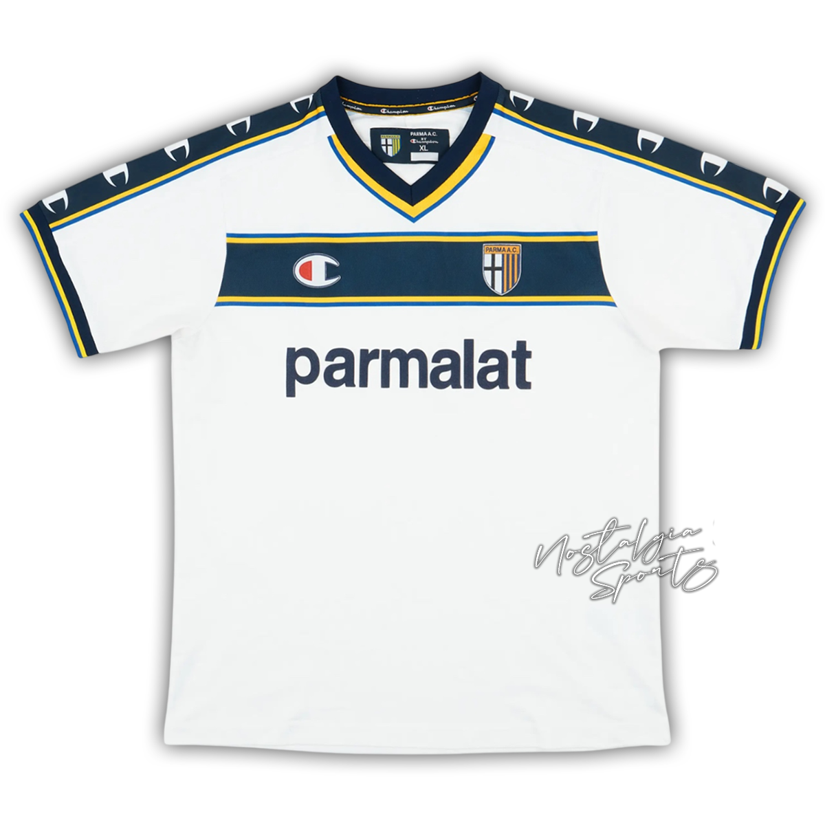 Camisa Parma Home 2002/03 - Retrô Champion Masculino - Branco